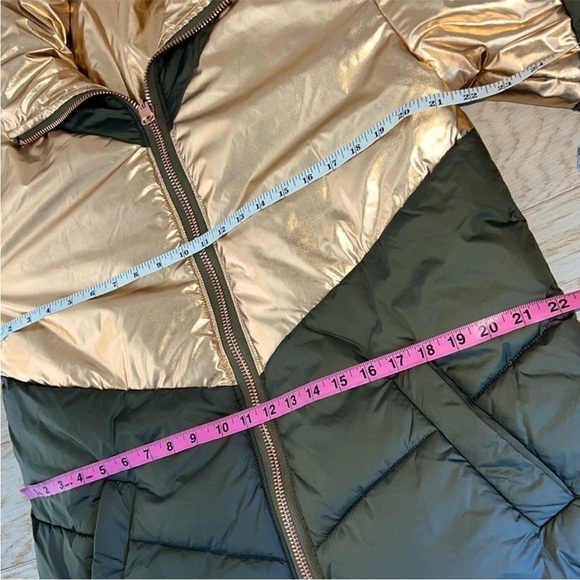 FREE PEOPLE Reversible Puffer Olive Green Metallic Rose Gold OVERSIZED - Picture 14 of 15